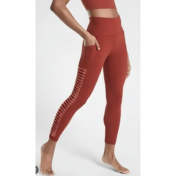 Athleta Womens Salutation Stash Pocket Leggings Burnt Orange Size XS - Picture 1 of 7